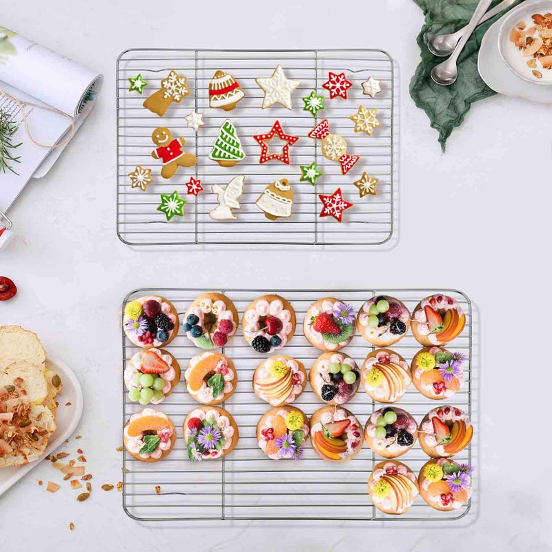 TeamFar Baking Cooling Rack Set of 4, Stainless Steel Rack for Cooking Roasting Grilling, Healthy & Mirror Finish, Oven Use & Dishwasher Safe - Image 3